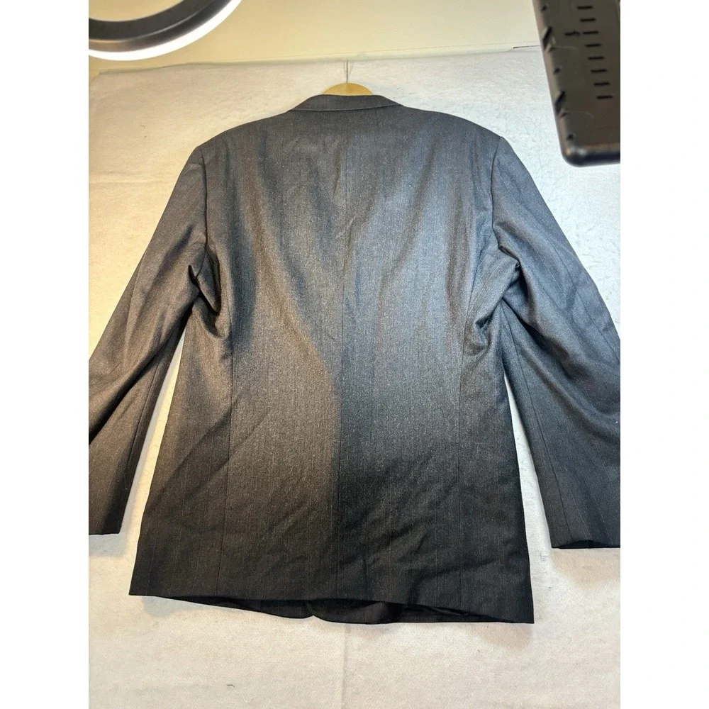 Pierre Cardin Suit Coat 44L Charcoal Pinstripe 2 Button Wool Sport Coat Blazer
